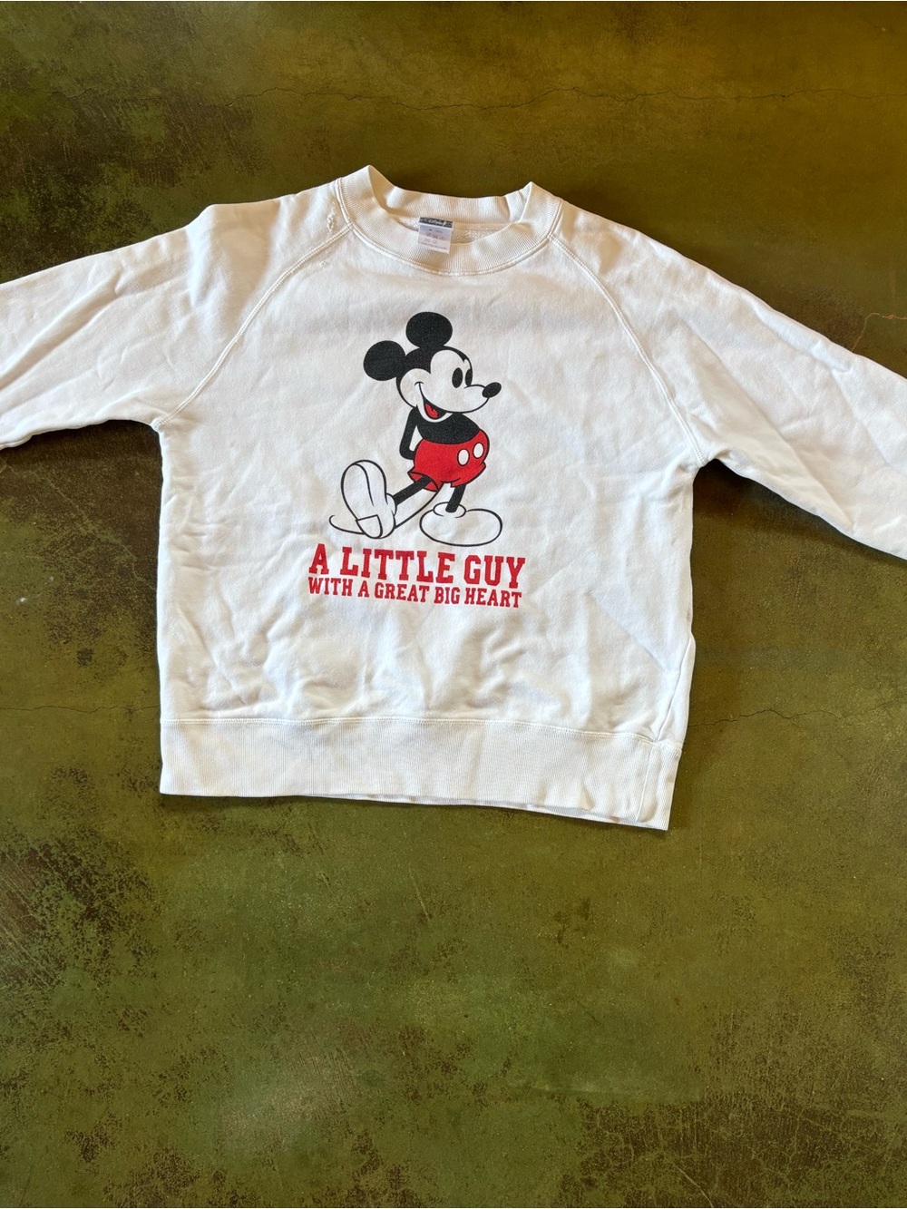 Vintage Adult Small White Mickey Mouse Sweatshirt - 'A Little Guy'